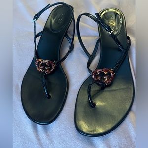 Black Leather GG Gucci Sandals Women's Shoes
Double G Tortoise Size 8 1/2 B